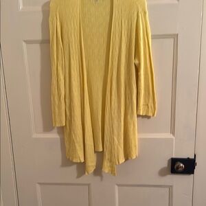Kasper Yellow Cardigan Sweater Lightweight Knit